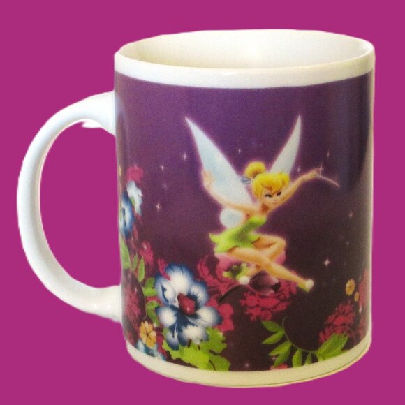 Vtg Disney Tinker Bell Ceramic Coffee Mug w/duo fairy portrait, winged fairy - Picture 1 of 5